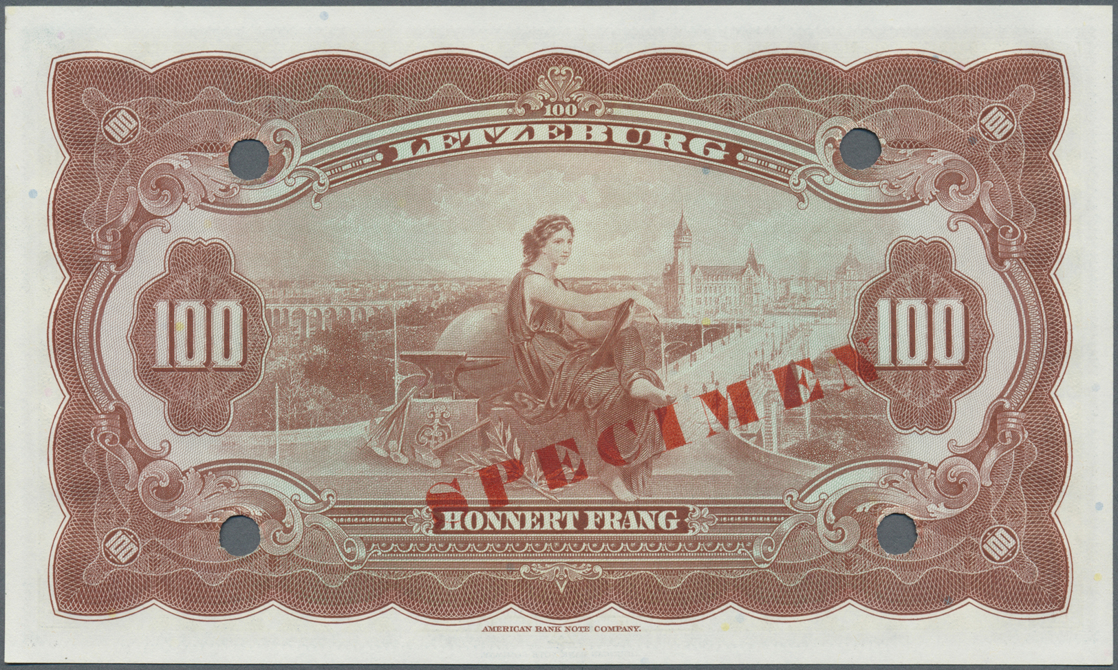 01592 Luxembourg: 100 Francs ND(1944) Specimen P. 47s. This Note Has A Red "Specimen" Overprint On Front And Back, 4 Ban - Luxembourg