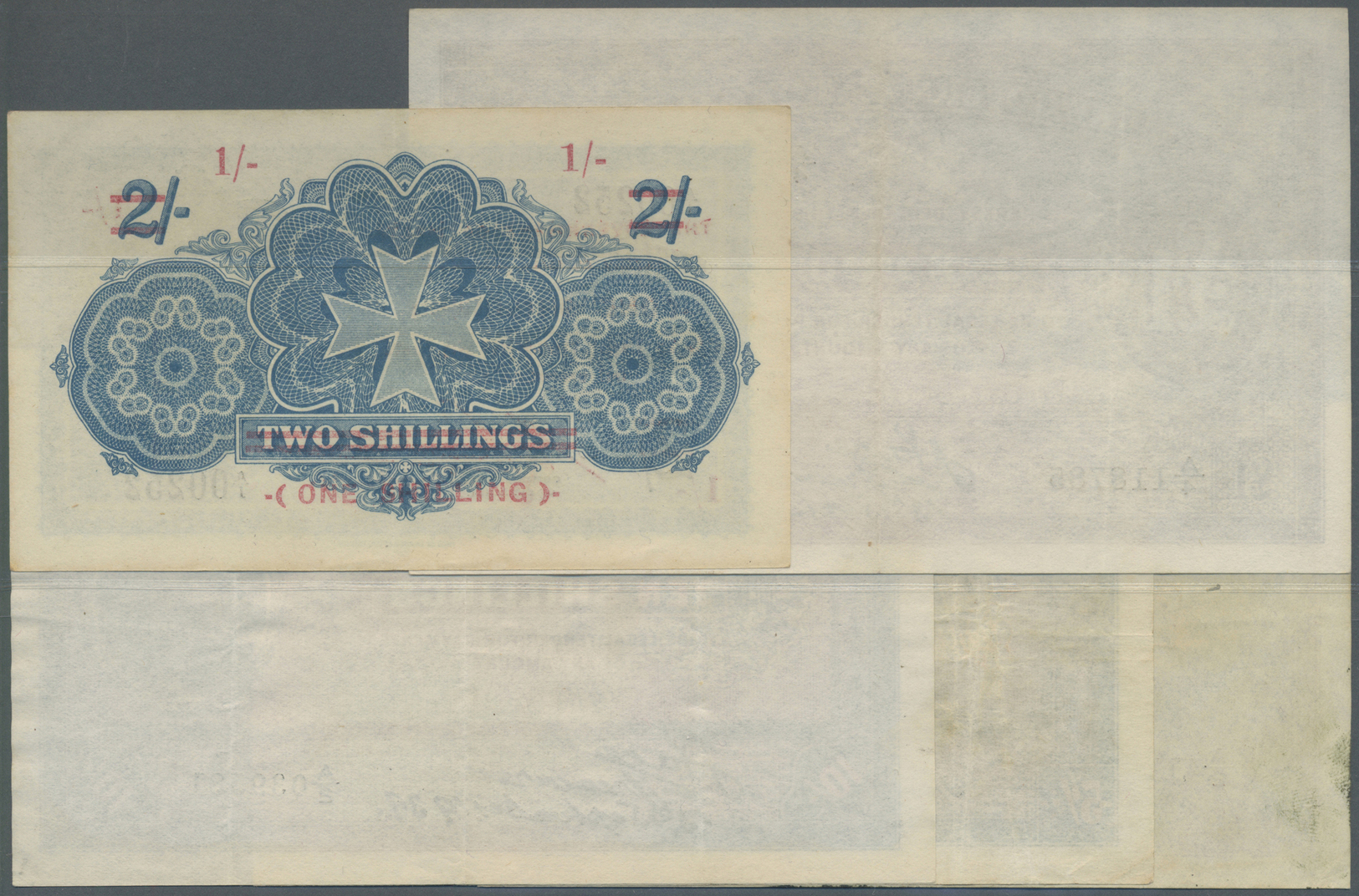01656 Malta: Small Set With 5 Banknotes 1939 Issue Comprising 2 Shillings 6 Pence, 5 Shillings, 10 Shillings, 1 Pound 19 - Malta