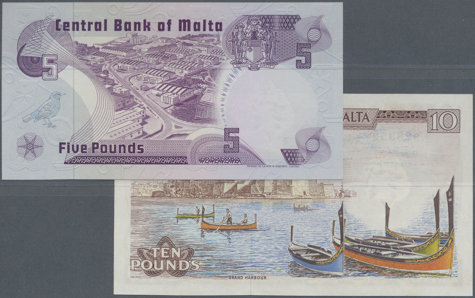 01668 Malta: Set Of 2 Notes Containing 5 And 10 Liri P. 33b And 35b, Both In Condition: UNC. (2 Pcs) - Malta