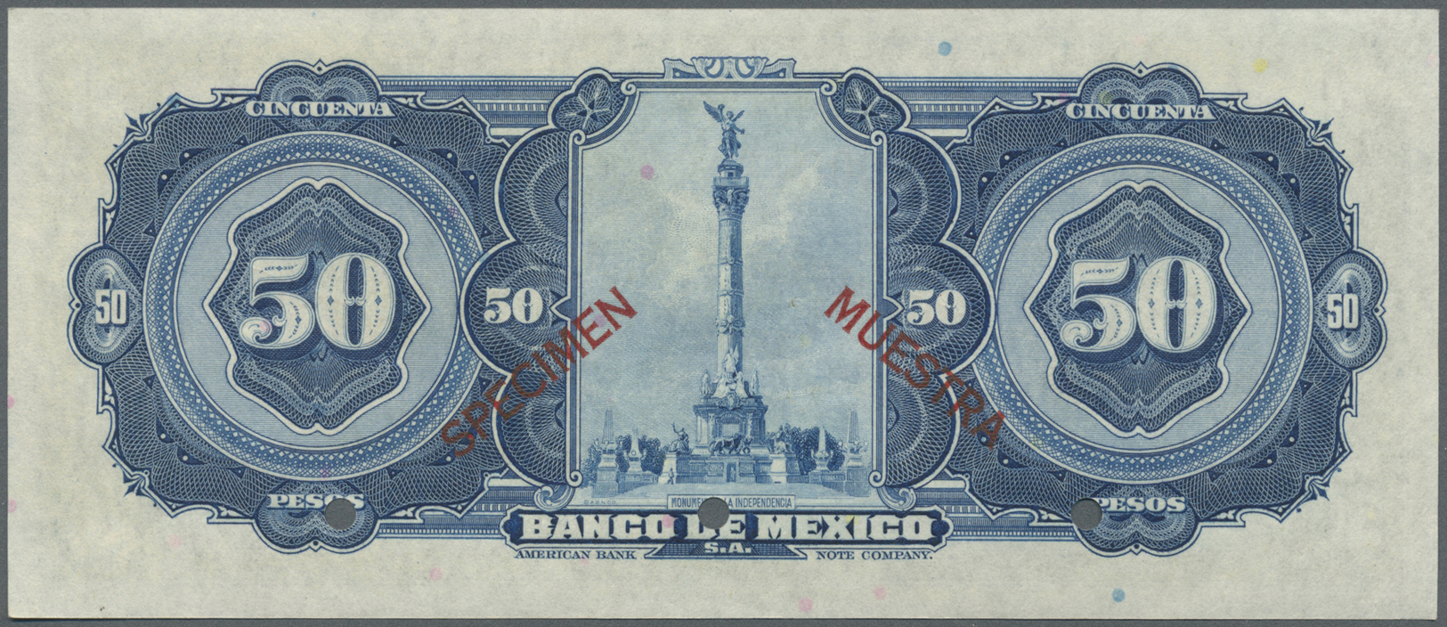 01699 Mexico: 50 Pesos 1941 Specimen P. 41s, 3 Cancellation Holes, Zero Serial Numbers, Specimen Overprint In Condition: - Mexico
