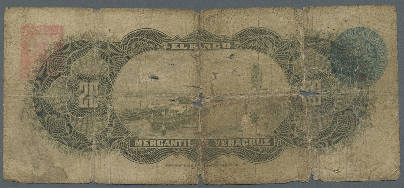 01719 Mexico: El Banco Mercantil De Veracruz 20 Pesos 1898 P. S440a Earliest Date Listed, Stronger Used With Very Strong - Mexico