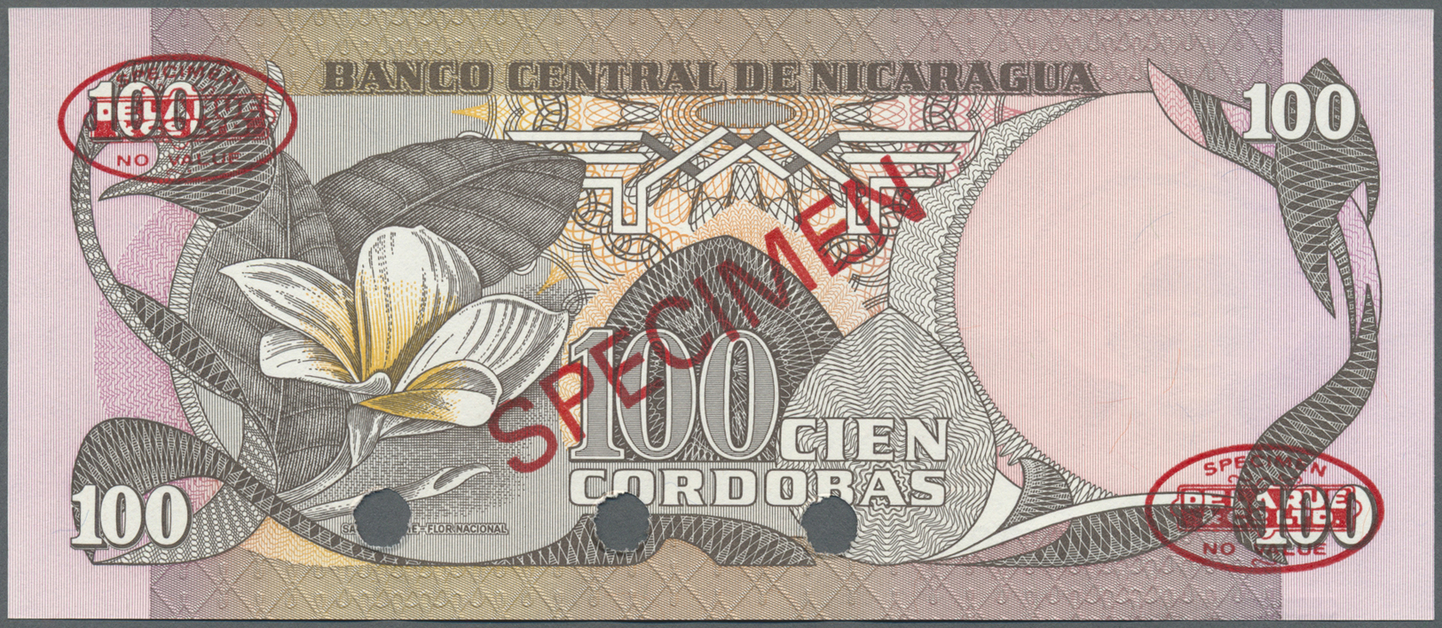01866 Nicaragua: 100 Cordobas 1979 Specimen P. 137s In Condition: UNC. - Nicaragua