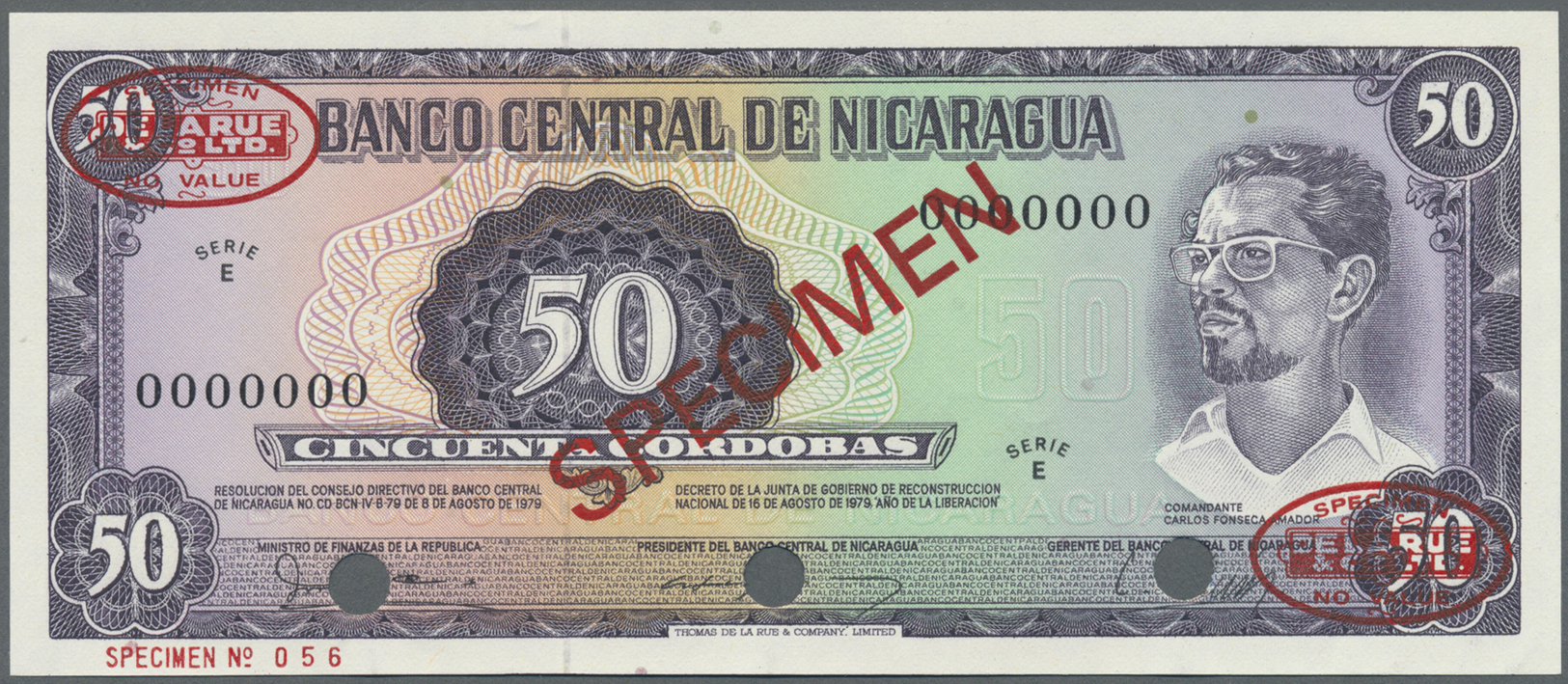 01864 Nicaragua: 50 Cordobas 1979 Specimen P. 131s In Condition: UNC. - Nicaragua