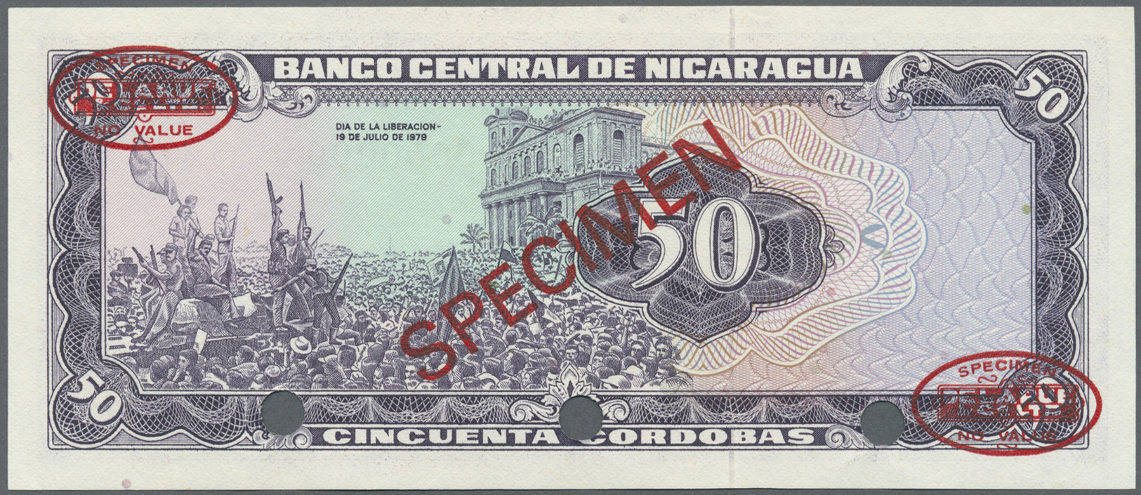 01864 Nicaragua: 50 Cordobas 1979 Specimen P. 131s In Condition: UNC. - Nicaragua