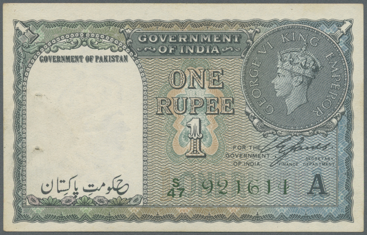 01928 Pakistan: 1 Rupee ND(1948) P. 1, Usual 2 Pinhles At Left, Otherwise Condition: UNC. - Pakistan