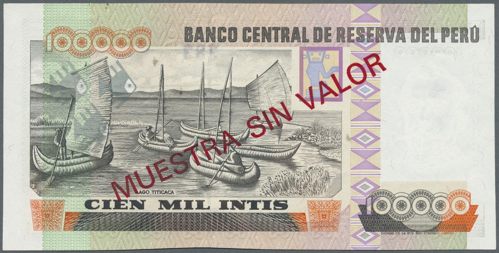 01967 Peru: 100.000 Intis 1988 Specimen P. 144As In Condition: UNC. - Peru