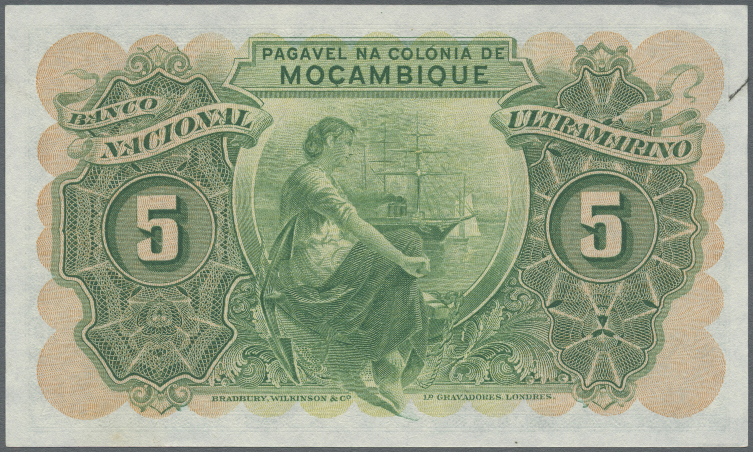 01769 Mozambique: 5 Escudos 1945 P. 89 In Condition: AUNC. - Mozambique