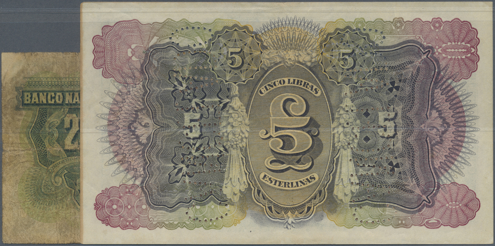 01774 Mozambique: Set Of 3 Notes Containing 10 Escudos 1945 (VG To F-), 20 Escudos 1945 (VG To F-) And 5 Libras 1934 Can - Mozambique