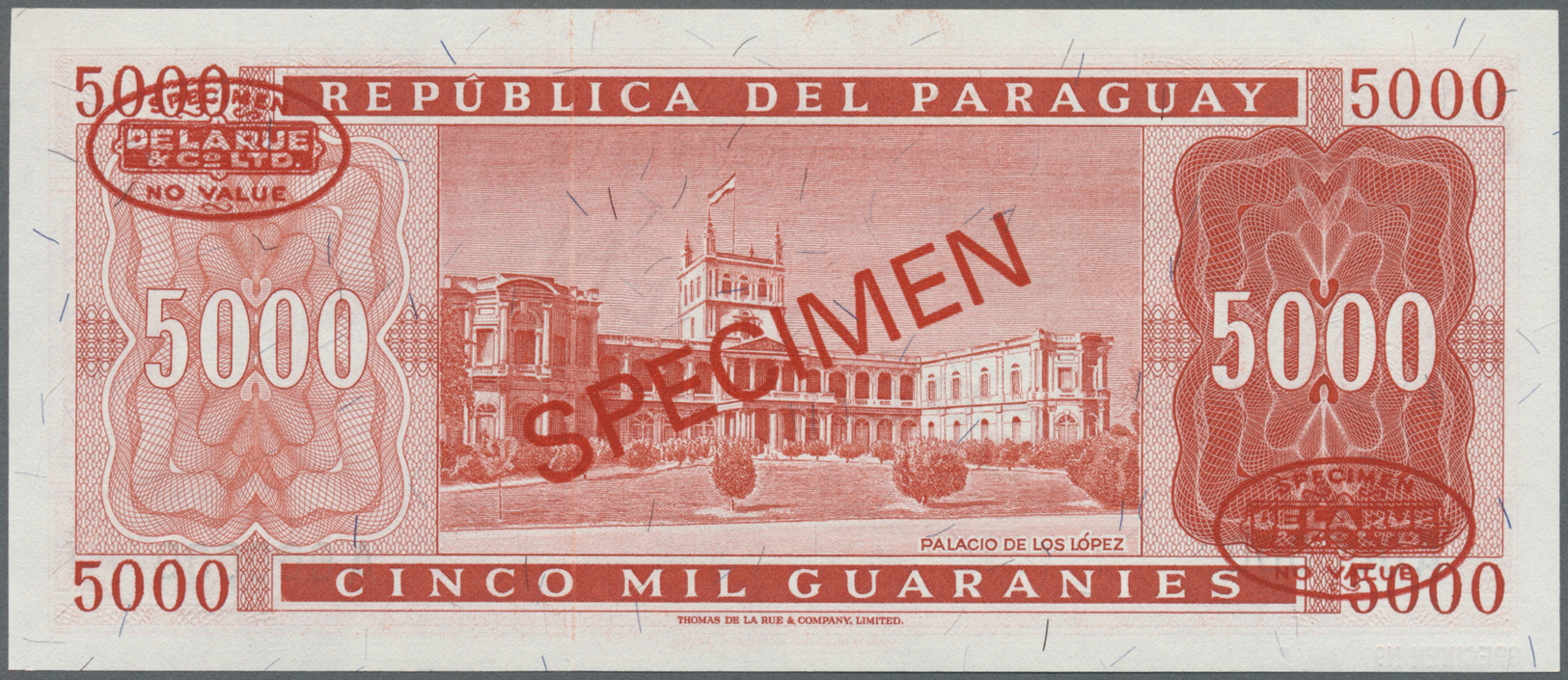 01954 Paraguay: 5000 Guaranies 1952 Specimen P. 202as In Condition: UNC. - Paraguay