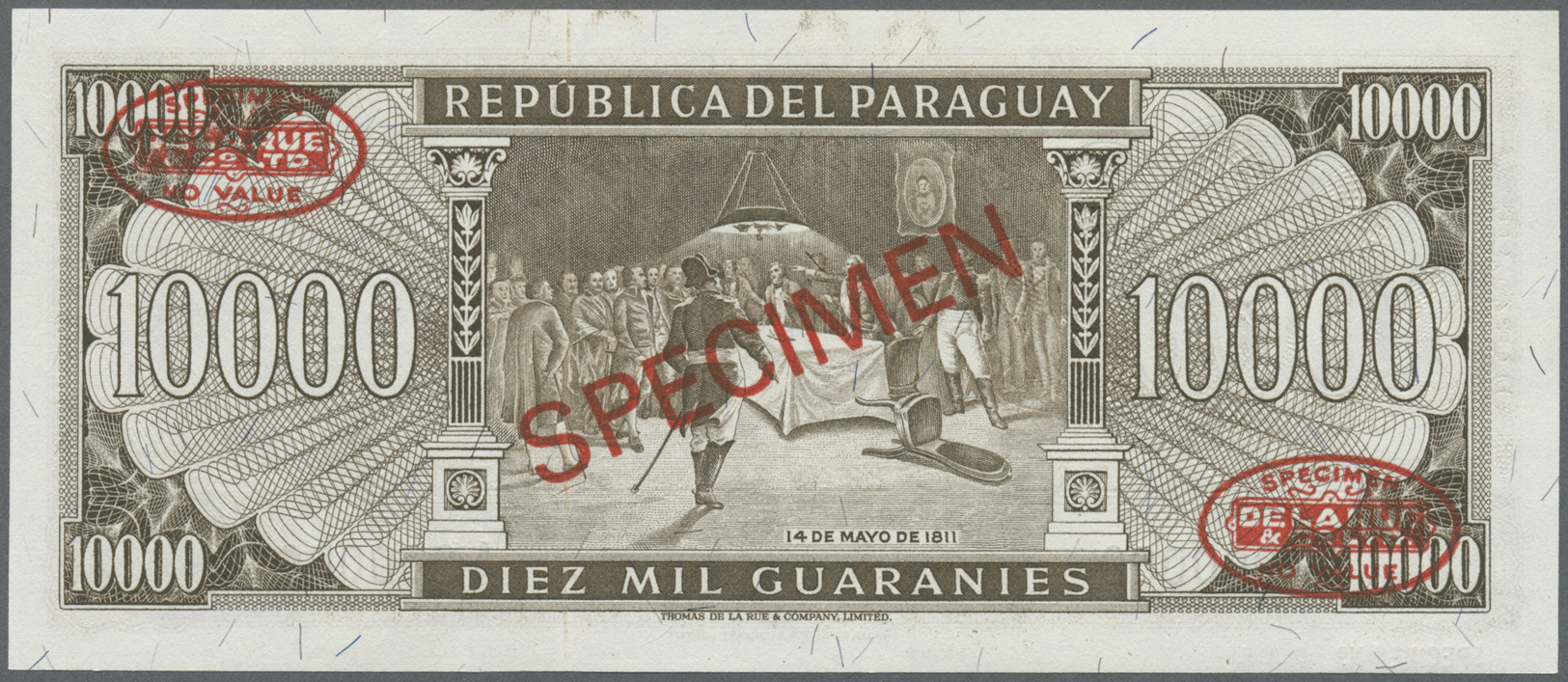 01956 Paraguay: 10.000 Guaranies 1952 Specimen P. 204as In Condition: UNC. - Paraguay