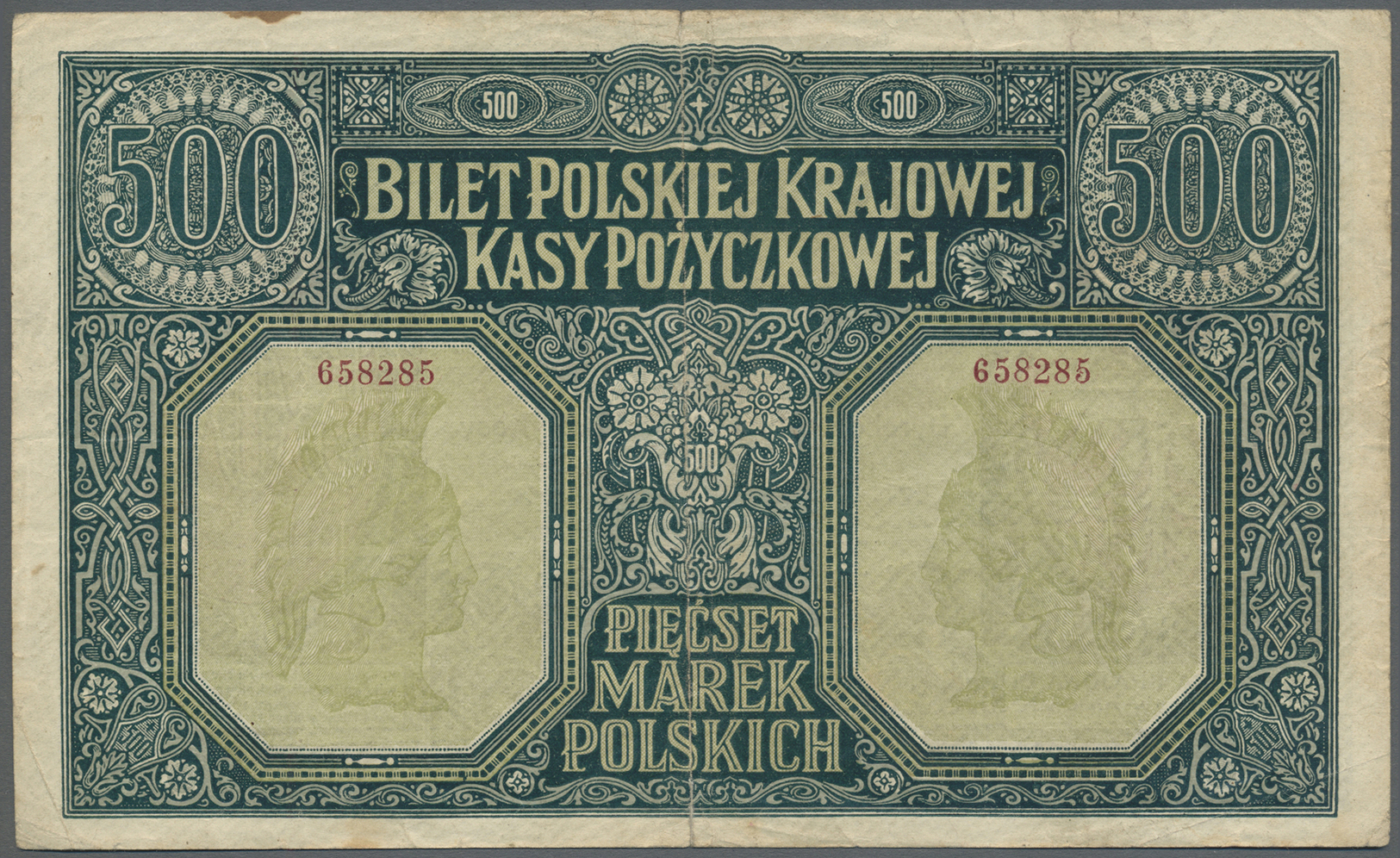 01979 Poland / Polen: 500 Marek Polskich 1919, P.18, Nice And Attractive Rare Note With A Few Spots, Some Folds And Smal - Poland
