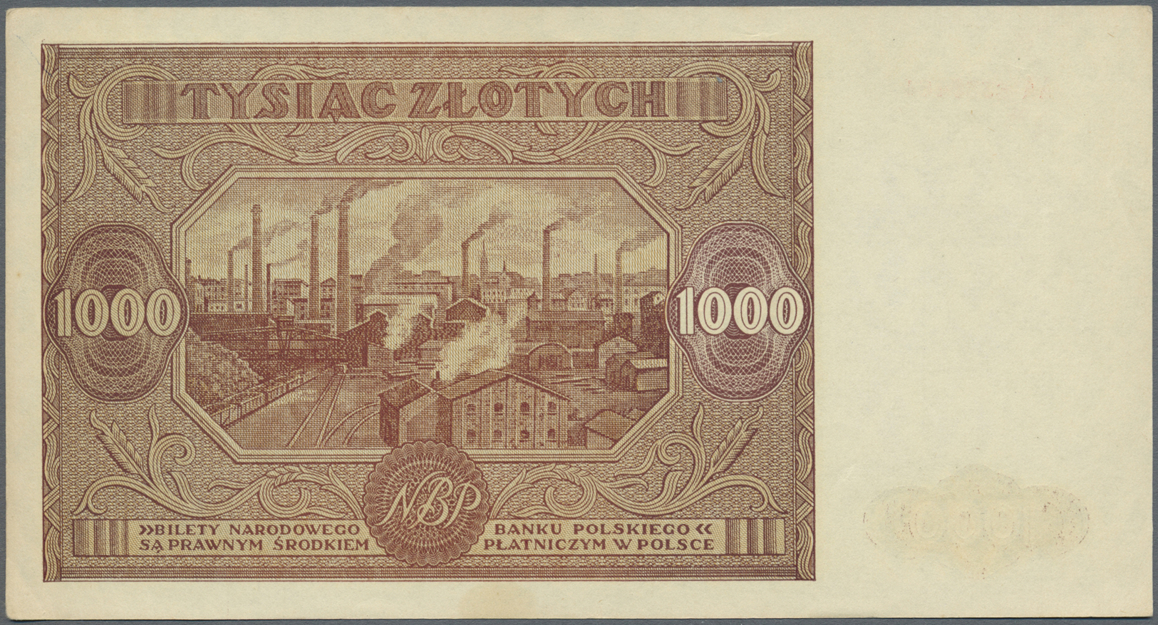 01992 Poland / Polen: 1000 Zlotych 1946 P. 122, Never Folded, Light Handling In Paper And Corner Bend At Lower Right, No - Poland