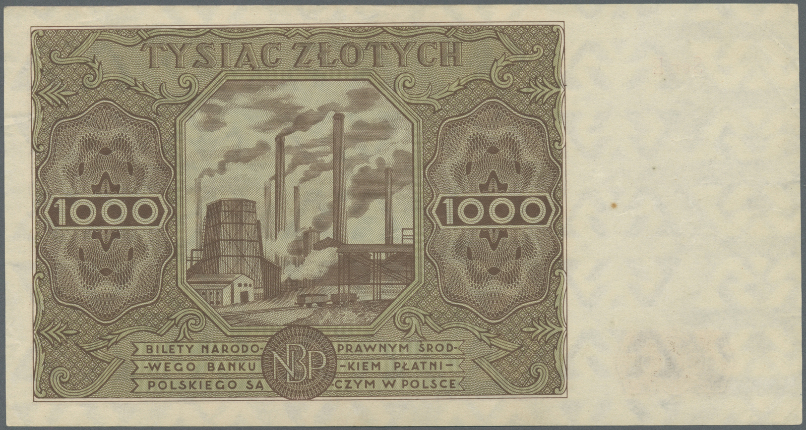 01994 Poland / Polen: 1000 Zlotych 1947 P. 133 Only Light Folds And Handling In Paper, Condition: VF+ To XF-. - Poland