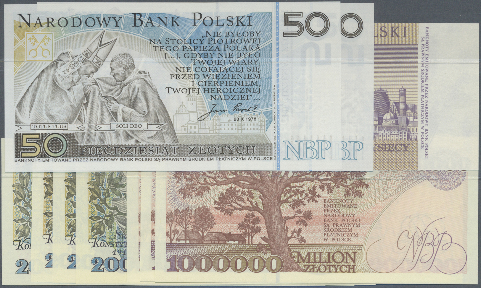 01997 Poland / Polen: Set Of 10 Banknotes Containing 3x 1.000.000 Zlotych 1993 (UNC), 3x 2.000.000 Zlotych 1992, 1x 2.00 - Poland