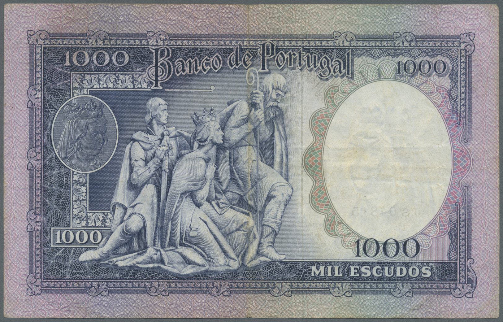 02012 Portugal: 1000 Escudos 1961 P. 166, Used With Several Folds But Still Strong Paper And Original Colors, No Holes O - Portugal