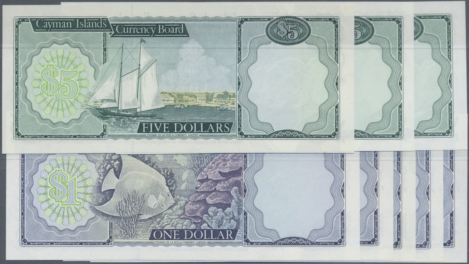 00506 Cayman Islands: Set Of 8 Notes Containing 5x 1 Dollar L.1974 And 3x 5 Dollars L.1974 (one Of Them With Prefix Z/1) - Cayman Islands