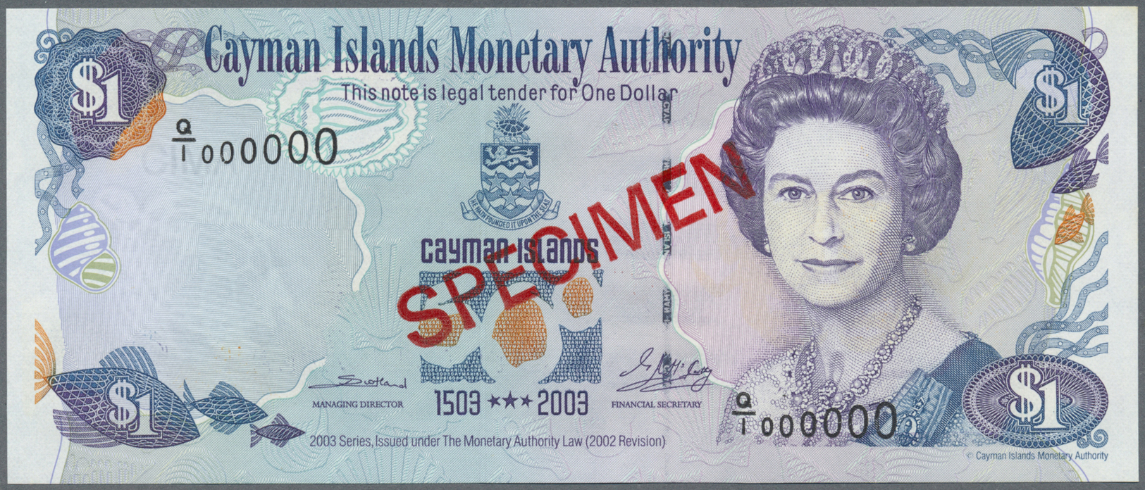 00518 Cayman Islands: 1 Dollar 2003 Commorative Issue SPECIMEN P. 30s, Rare As Specimen, Condition: UNC. - Cayman Islands