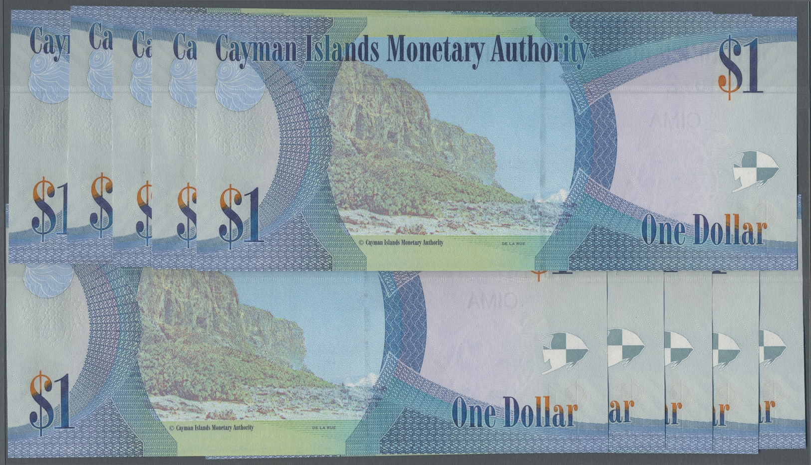 00521 Cayman Islands: Set Of 10 Consecuitve Replacement Notes Of 1 Dollar 1010 P. 38 From Serial Z/1 011068 To Z/1 01107 - Cayman Islands