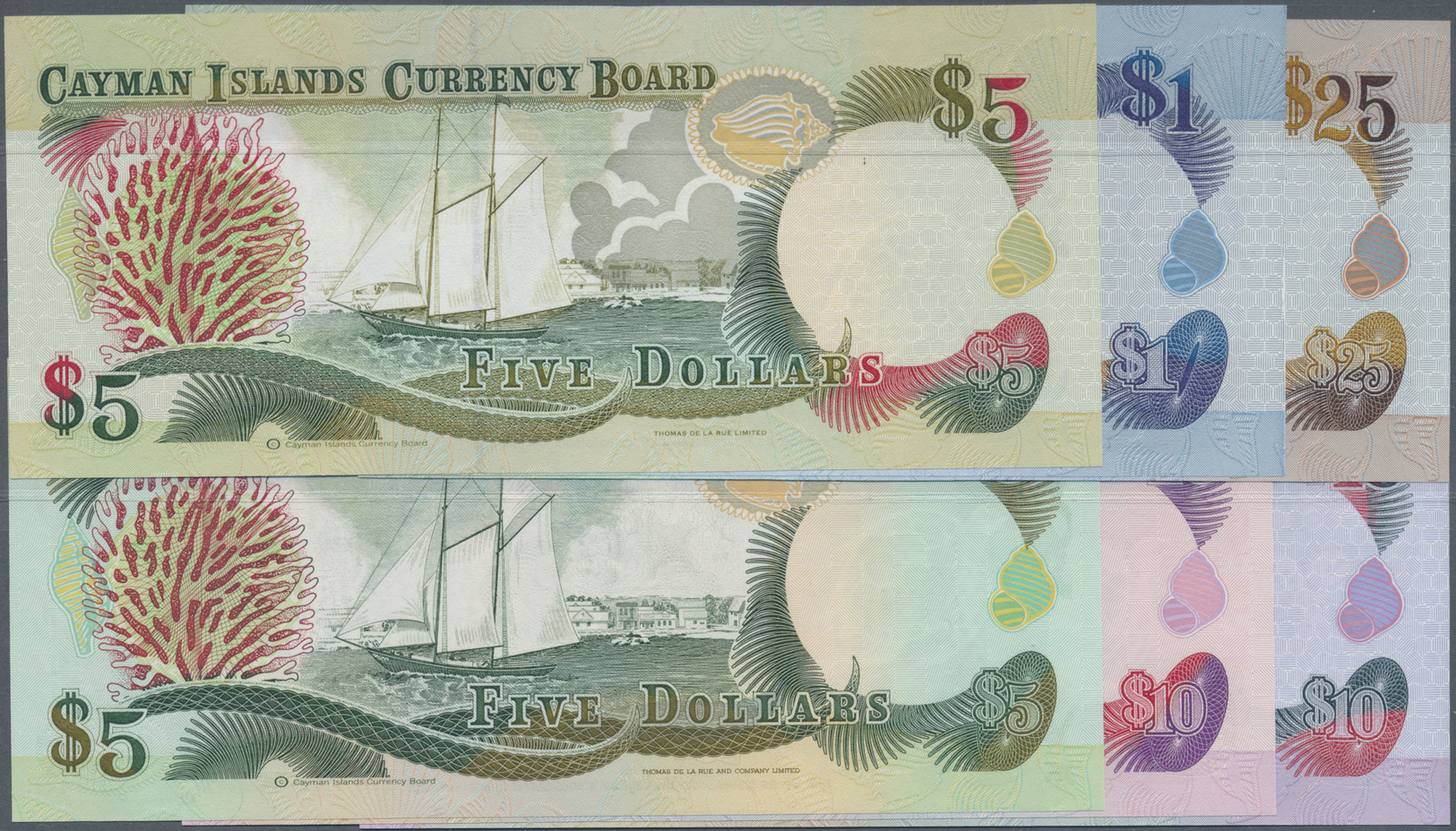 00522 Cayman Islands: Set Of 6 Notes Containing 1 Dollar 1996, 5 DOllars 1996, 5 Dollars 1991, 10 Dollars 1991, 10 Dolla - Cayman Islands