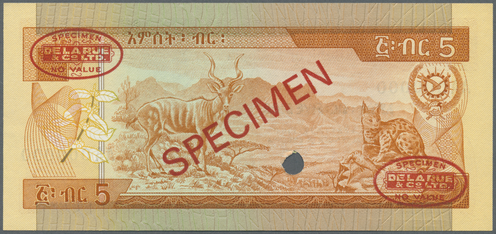 00738 Ethiopia / Äthiopien: 5 Birr 1991 Specimen P. 31as In Condition: UNC. - Ethiopia