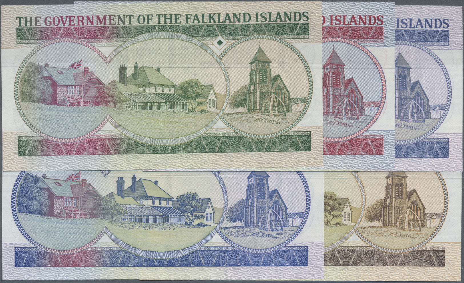 00760 Falkland Islands / Falkland Inseln: Set Of 5 Notes Containing 1, 5, 10, 20 And 50 Pounds 1983,84,86,90 P. 12-16, A - Falkland Islands