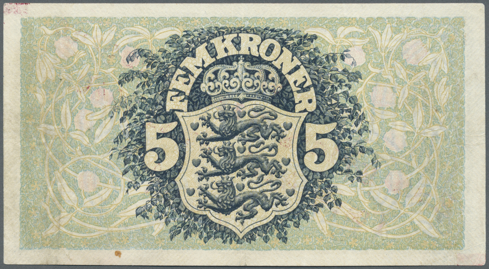 00739 Faeroe Islands / Färöer: 5 Kroner 1940 Overprint On 1939 Issue Of Denmark P. 1b, Light Center Fold, Still Crisp Pa - Faroe Islands