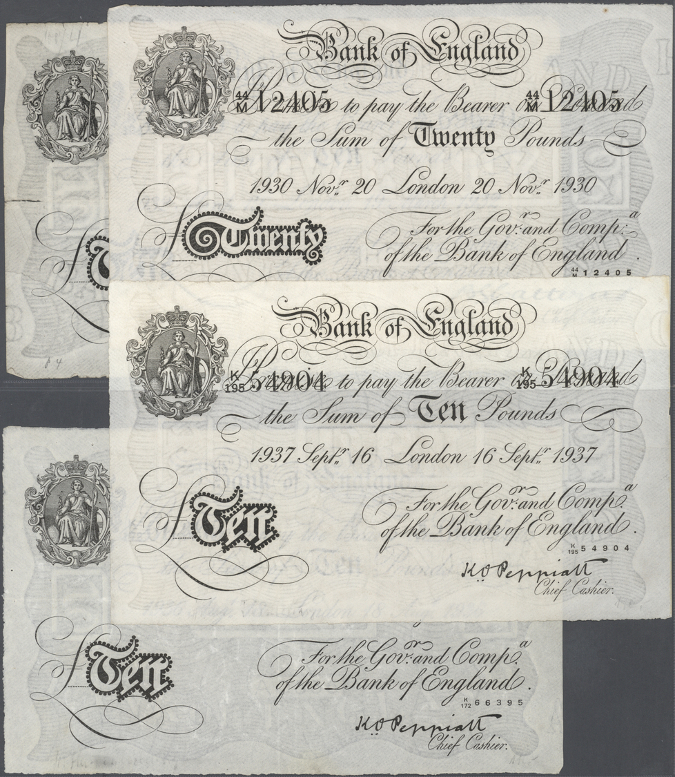00905 Great Britain / Großbritannien: Set With 4 Banknotes Comprising 10 Pounds 1932 And 20 Pounds 1930 With Signature C - Altri & Non Classificati