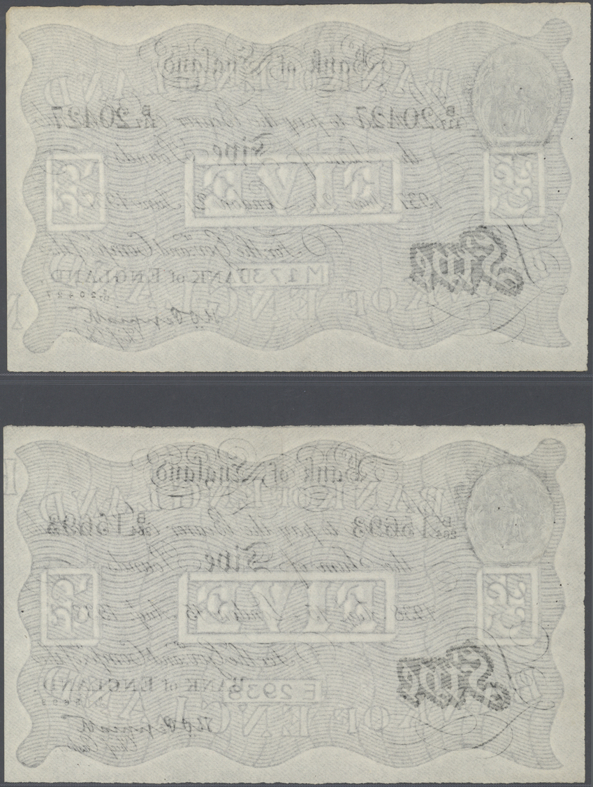 00907 Great Britain / Großbritannien: Pair With 5 Pounds 1937 And 5 Pounds 1938, Both So Called Bernhard Forgeries Durin - Other & Unclassified