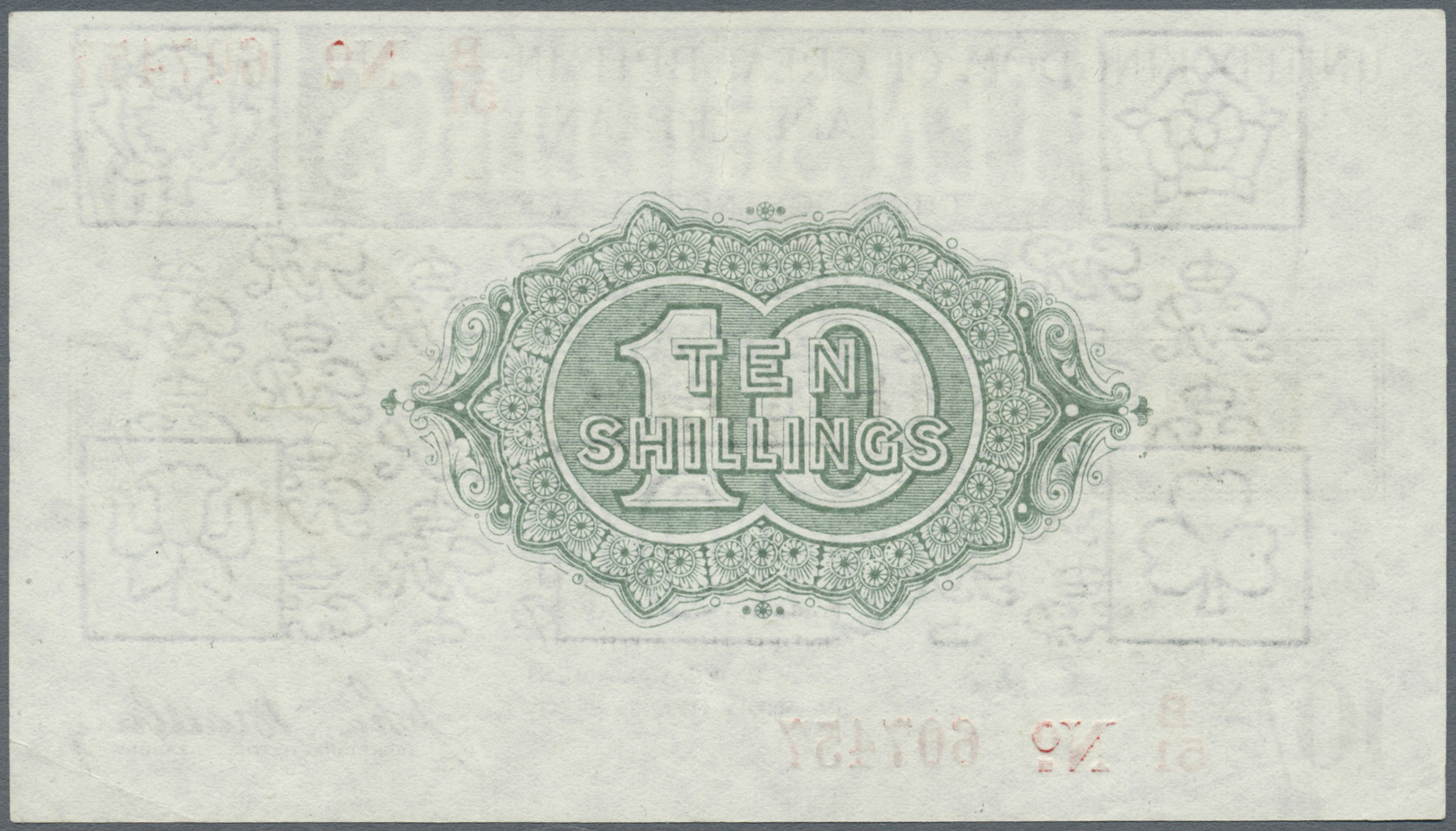 00910 Great Britain / Großbritannien: 10 Shillings "John Bradbury" 1918 P. 350, T20, Light Center Fold And Light Handlin - Other & Unclassified