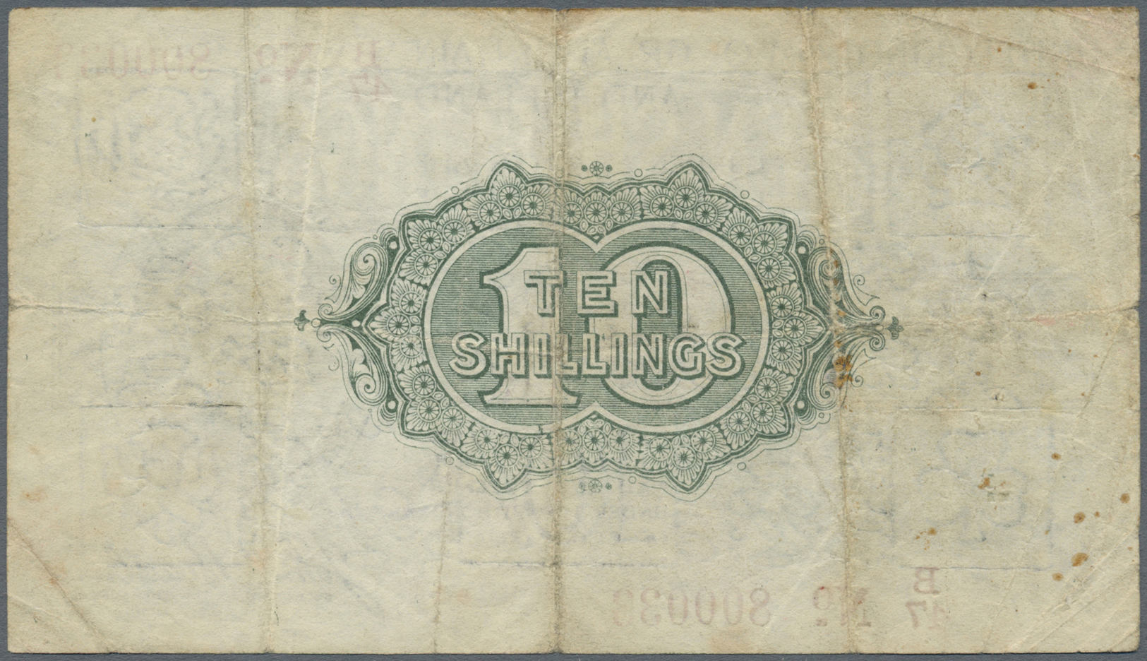 00911 Great Britain / Großbritannien: 10 Shillings ND P. 350b, T20 / TR6b, Used With Folds, Light Stain At Borders, One - Other & Unclassified