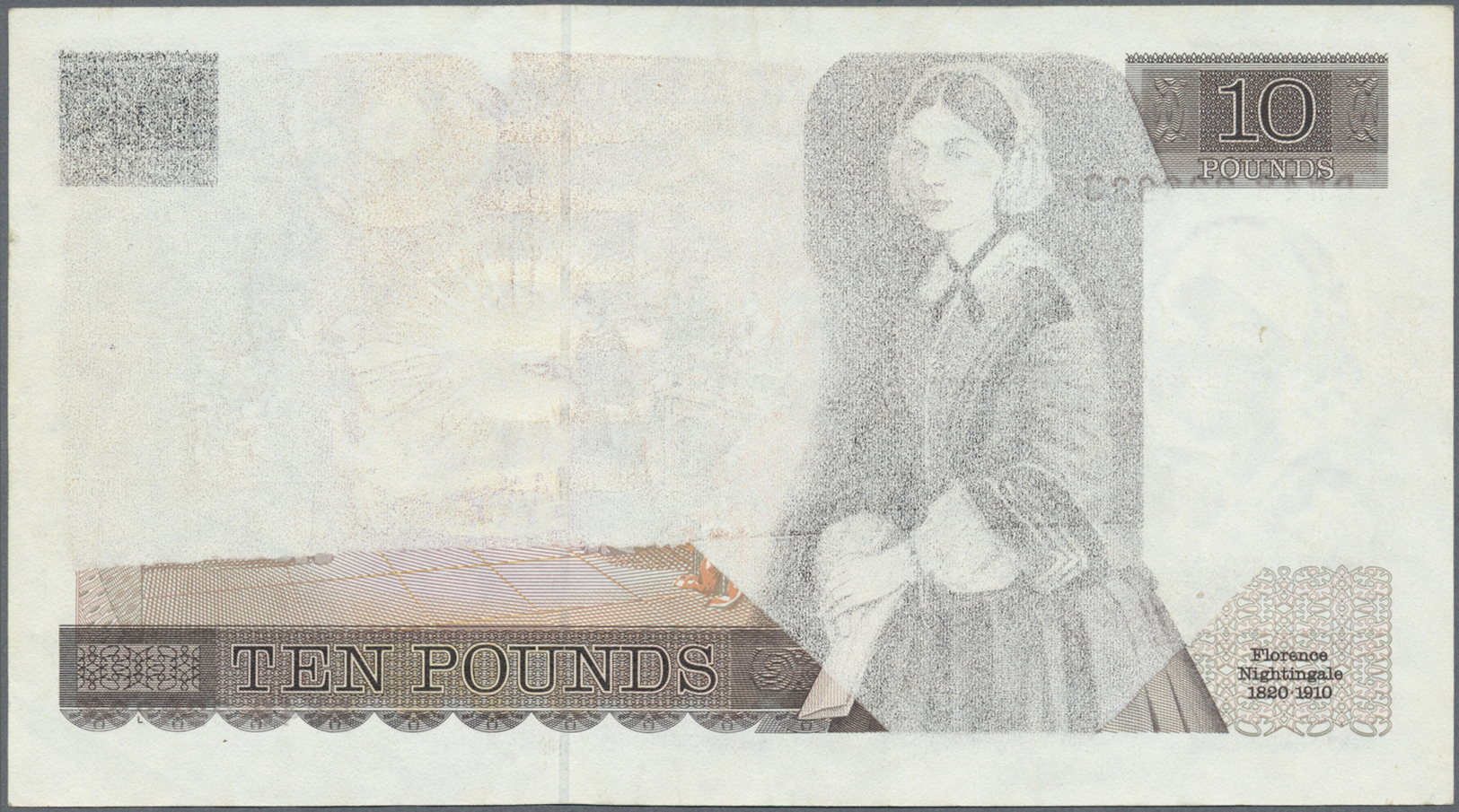00919 Great Britain / Großbritannien: 10 Pounds ND Error Print Of P. 379e, Back Side Nearly Completely Missing The Print - Other & Unclassified