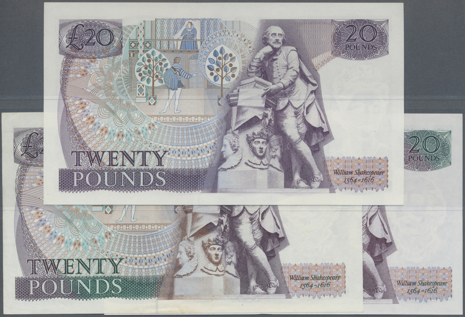 00921 Great Britain / Großbritannien: Set Of 3 Notes 20 Pounds ND P. 2x 380b (UNC) 20 Pounds ND P. 380d (aUNC) And 20 Po - Other & Unclassified