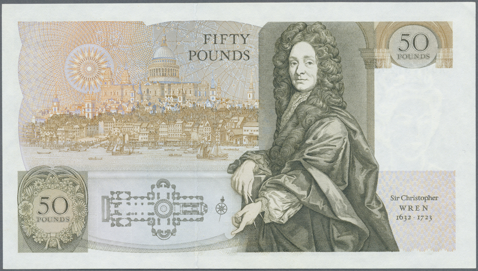 00923 Great Britain / Großbritannien: 50 Pounds ND(1981-93) P. 381a, Unfolded, Light Bends In Paper, Condition: XF+ To A - Other & Unclassified