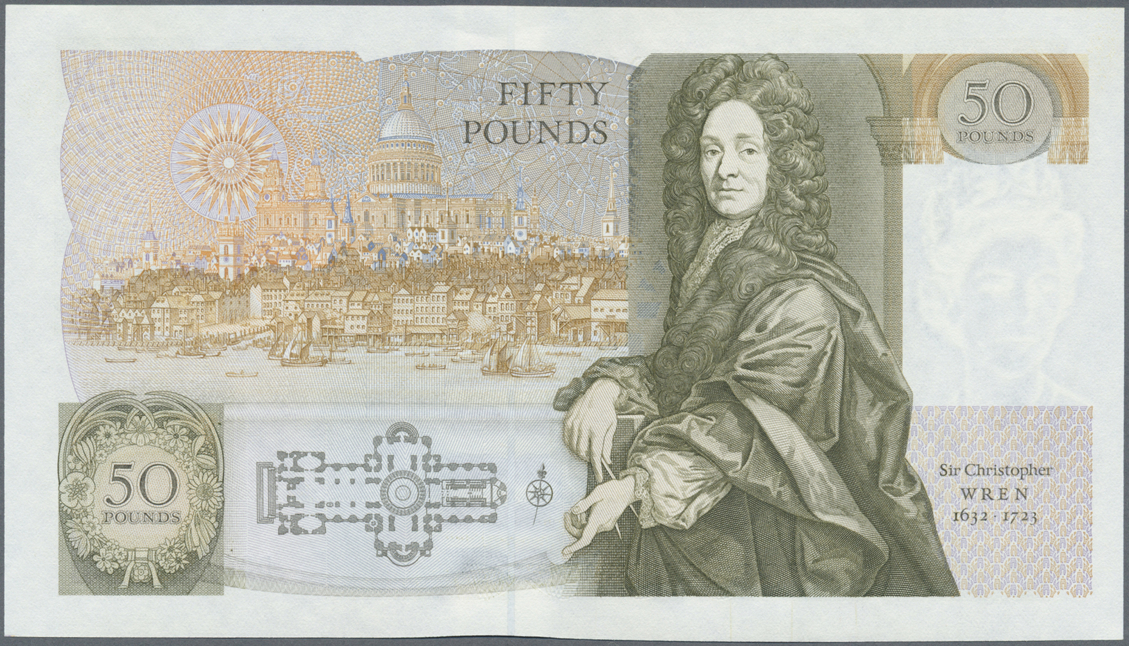 00924 Great Britain / Großbritannien: 50 Pounds ND(1981-93) P. 381b, Unfolded,  Very Light Handling In Paper, AUNC. - Other & Unclassified