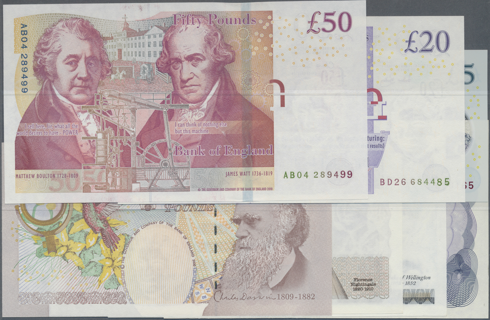 00928 Great Britain / Großbritannien: Set Of 19 Notes Containing 4x 5 Pounds ND P. 375 (all UNC), 4x 1 Pound ND P. 377 ( - Other & Unclassified