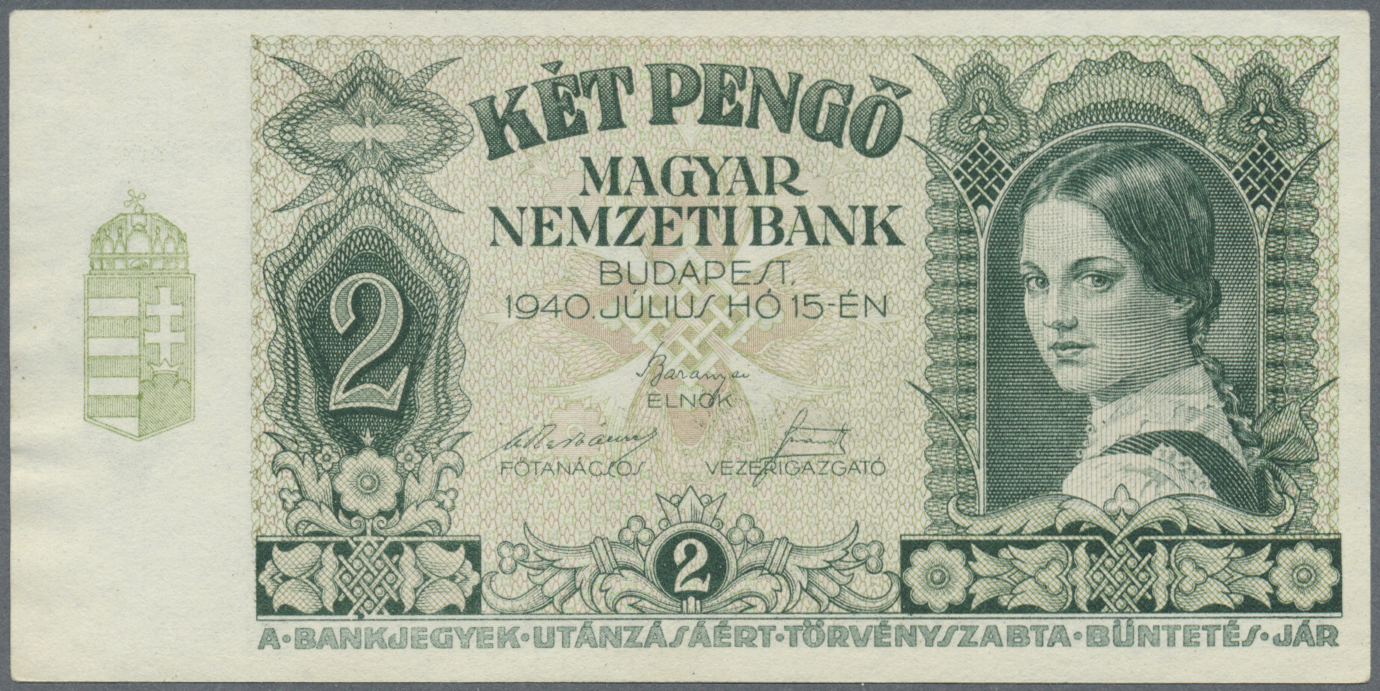 01009 Hungary / Ungarn: Pair Of The 2 Pengö 1940, P.108, One Of Them Miscut With The Hungarian Korona At Right Instaed O - Hungary