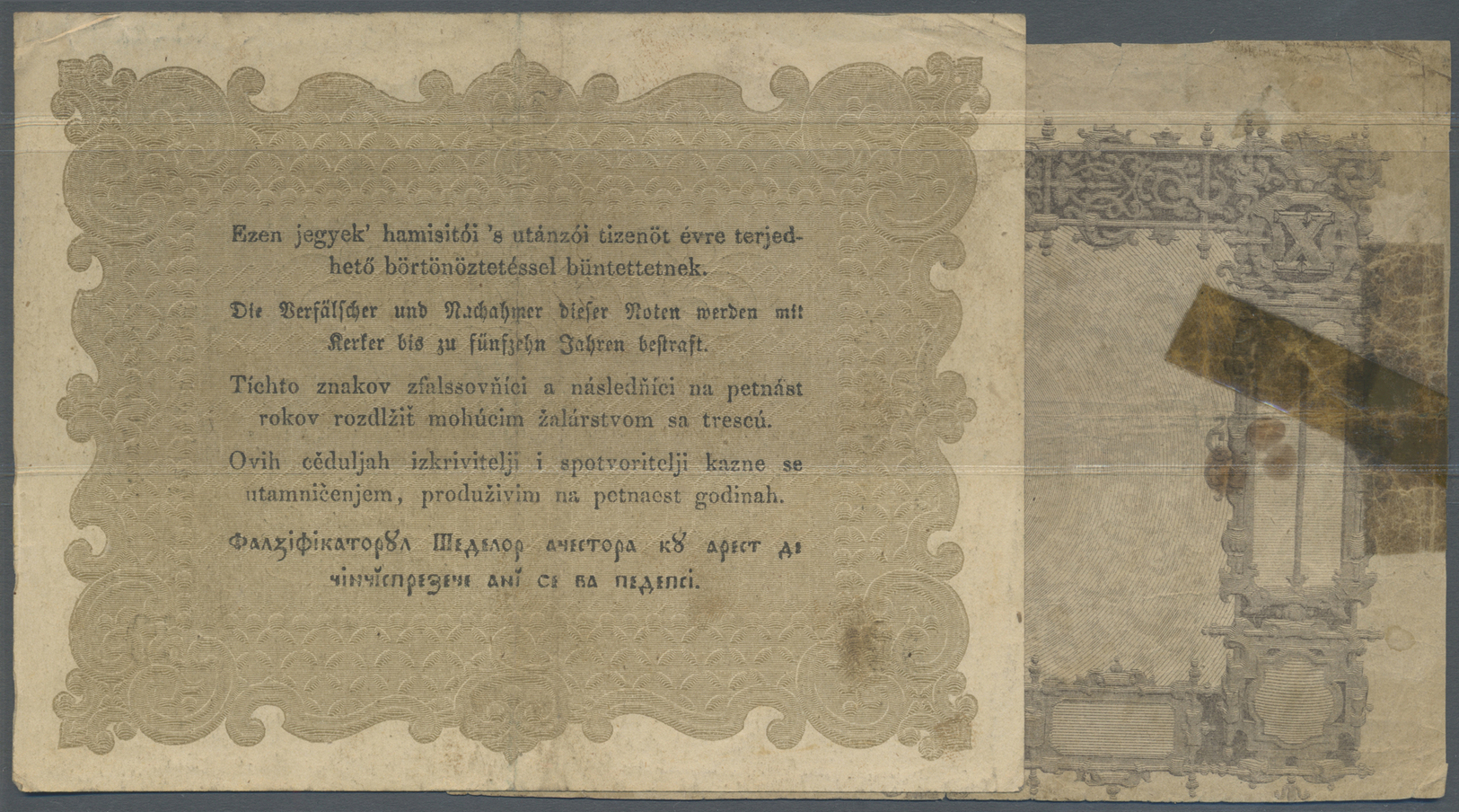 01018 Hungary / Ungarn: Pair With 10 Forint 1848 (F) And A Unfinished Proof For The 10 Forint 1848 In VG, P.S117, S117p, - Hungary