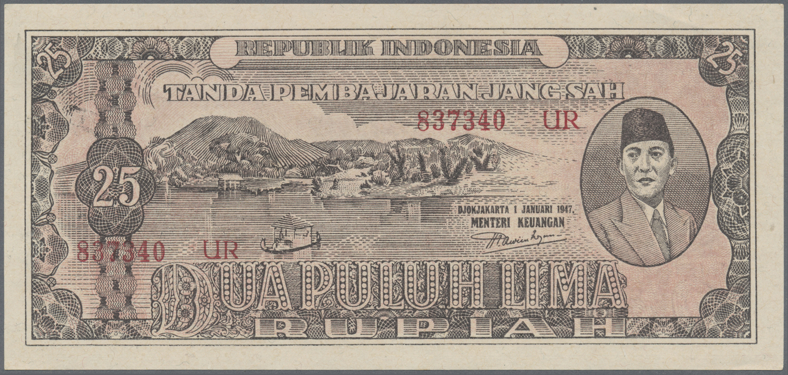 01159 Indonesia / Indonesien: 25 Rupiah 1947, P.23 In Perfect UNC Condition - Indonesia