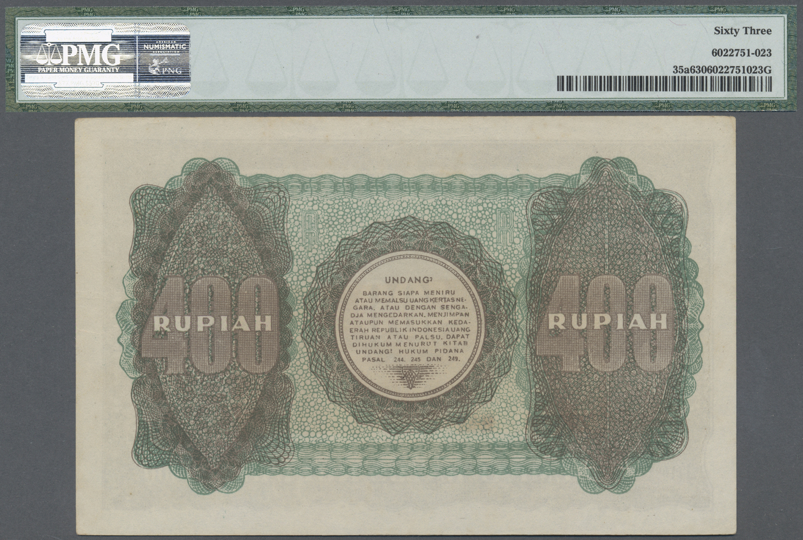 01162 Indonesia / Indonesien: Republic Indonesia 400 Rupiah 1948, P.35a, Exceptional Denomination In Great Original Shap - Indonesia