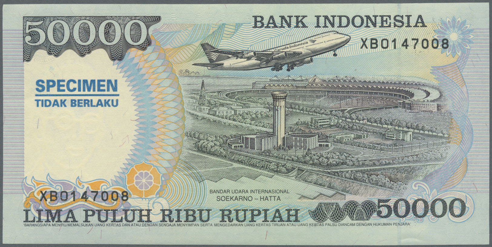 01181 Indonesia / Indonesien: Set Of 2 Specimen Notes Containing 20.000 Rupiah 1995 And 50.000 Rupiah 1995 (both With Se - Indonesien