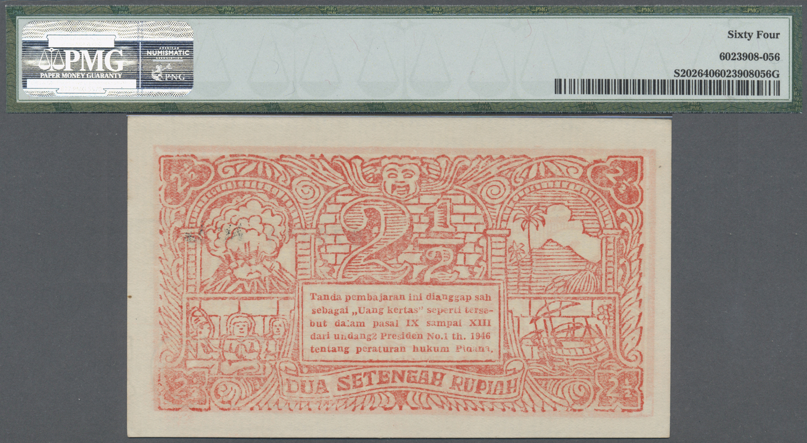 01194 Indonesia / Indonesien: Sub-Province Of South Sumatra 2 1/2 Rupiah 1948, P.S202 In Exceptional Great Condition Wit - Indonesia