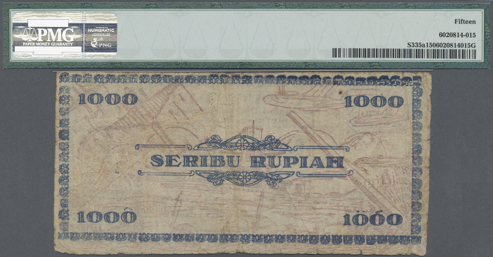 01205 Indonesia / Indonesien: Kas Negara Daerah (Governmental Treasury), Palembang 1000 Rupiah 1947, P.S335a In Well Wor - Indonesia