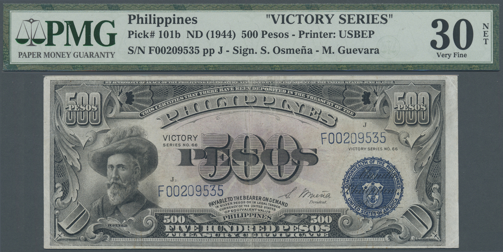 01971 Philippines / Philippinen:  Treasury Of The Philippines 500 Pesos ND(1944) With Signature Title At Right: "Treasur - Philippines