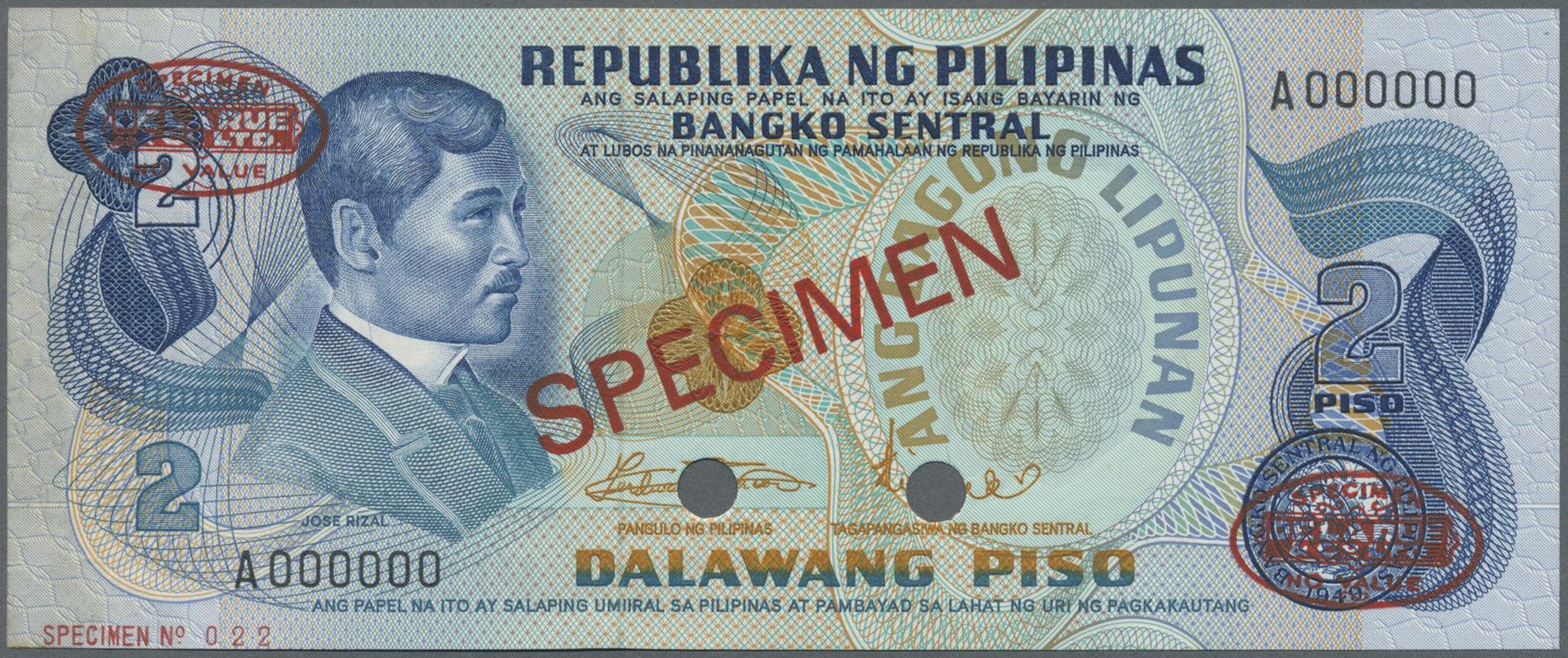 01973 Philippines / Philippinen: 2 Piso ND(1974-85) Specimen P. 152 In Condition: AUNC. - Philippines