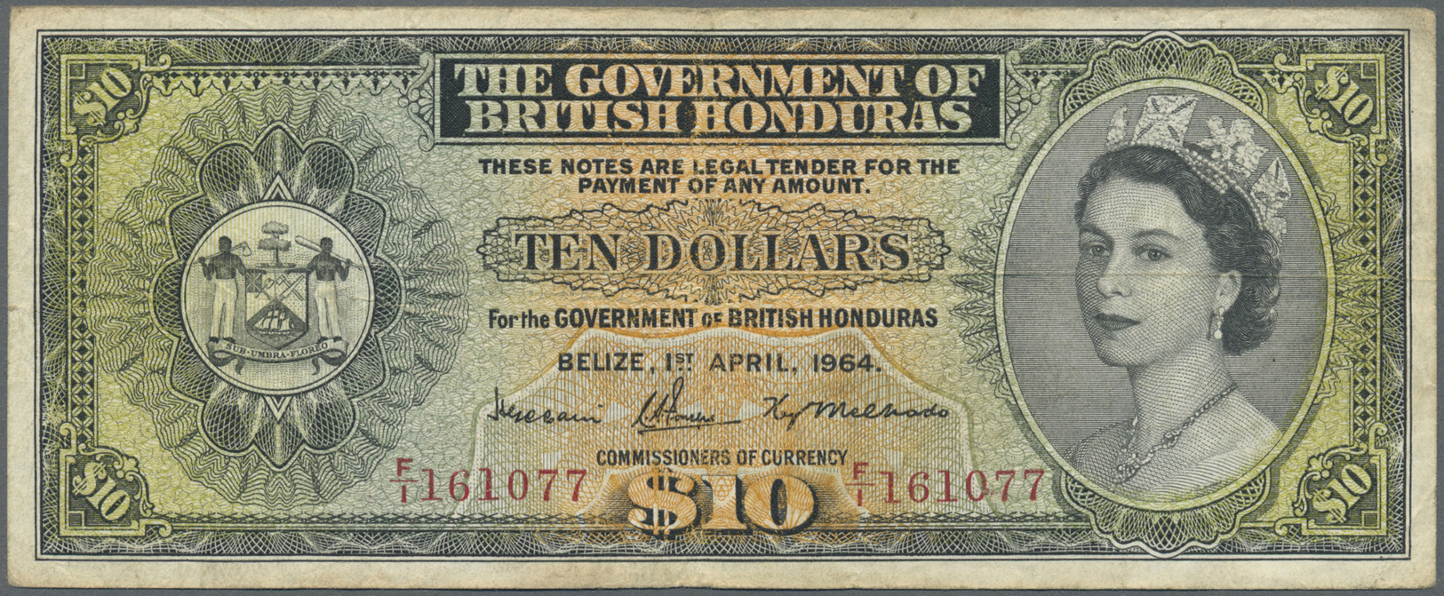 00348 British Honduras: Government Of British Honduras 10 Dollars April 1st 1964, P.31b, Still A Nice Note With Crisp Pa - Honduras