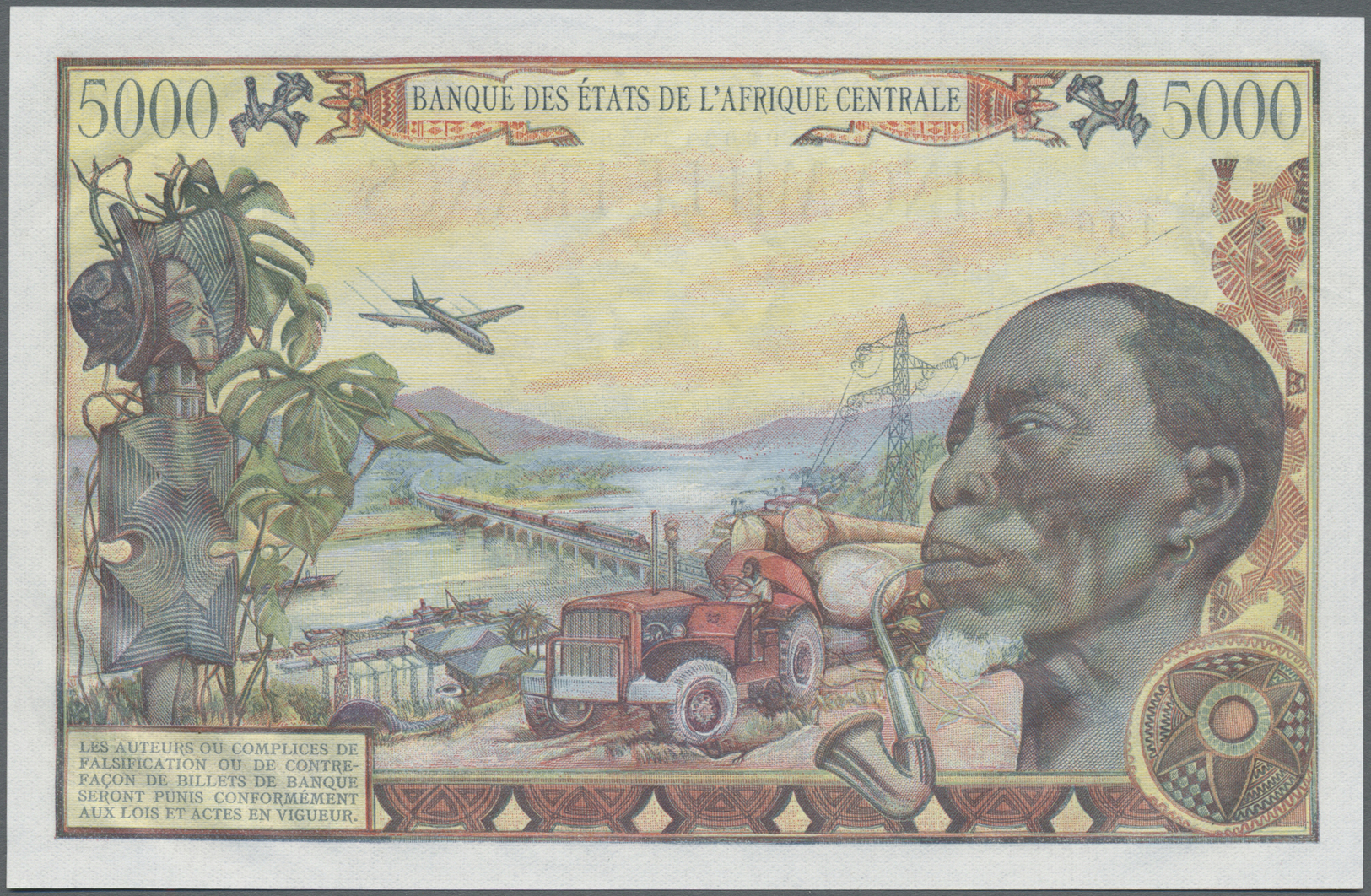 00526 Central African Republic / Zentralafrikanische Republik: 5000 Francs 1980 P. 11 With Only One Light Dint In Except - Central African Republic