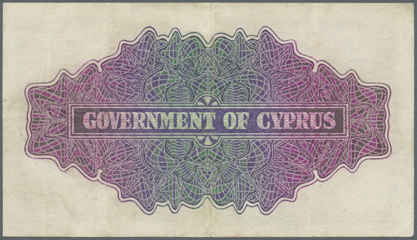 00611 Cyprus / Zypern: 2 Shillings 1942 P. 21, Light Folds In Paper, Probably Dry Pressed But Still Crispness In Paper A - Cyprus