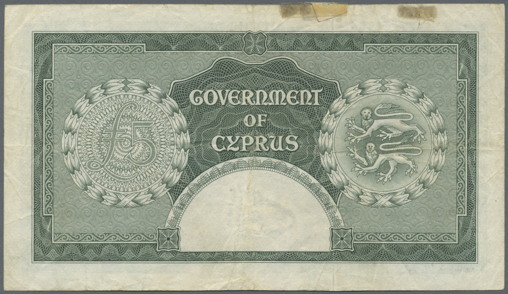 00617 Cyprus / Zypern: Pair With 1 And 5 Pounds 1955, P.35, 36, Both In Well Worn Condition. 1 Pound With Staining Paper - Cyprus