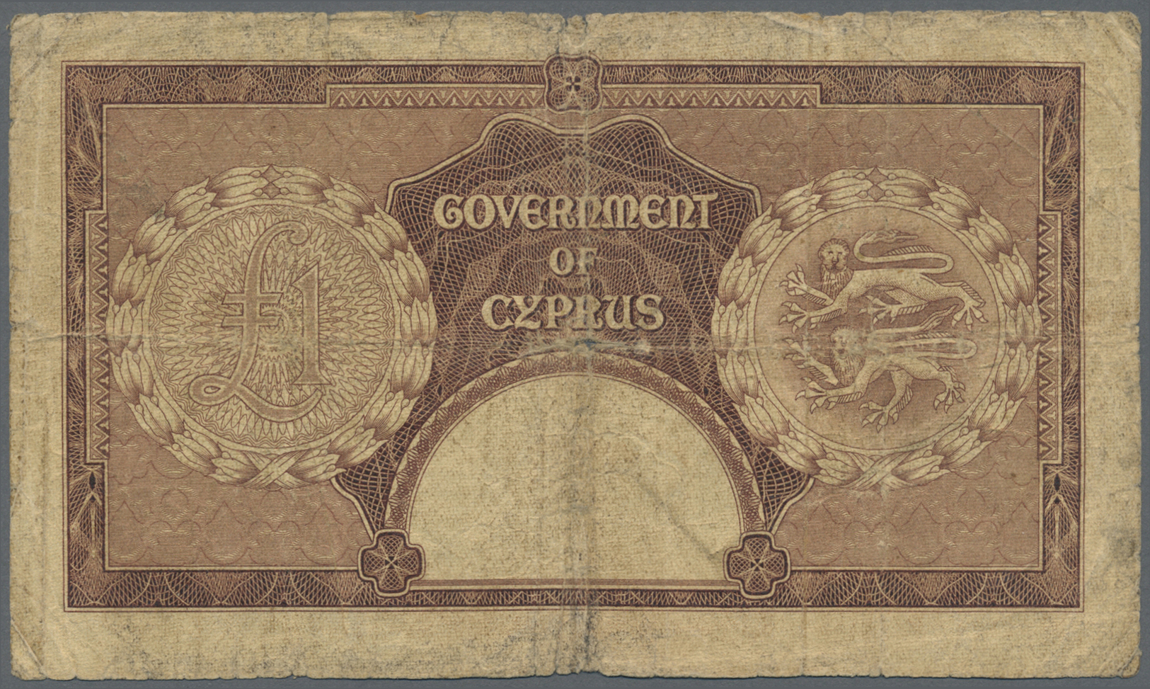 00617 Cyprus / Zypern: Pair With 1 And 5 Pounds 1955, P.35, 36, Both In Well Worn Condition. 1 Pound With Staining Paper - Cyprus