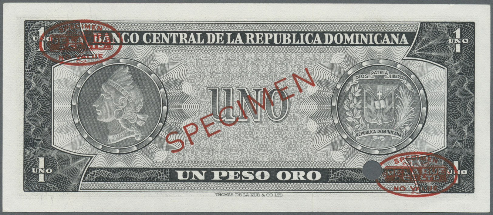 00657 Dominican Republic / Dominikanische Republik: 1 Peso ND Specimen P. 99s In Condition: UNC. - Dominicana